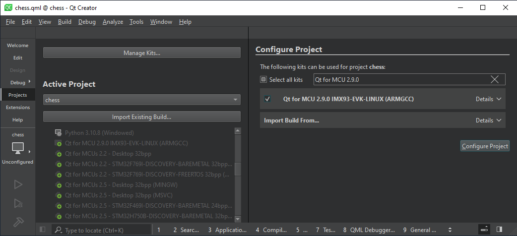 {MCU project configuration}