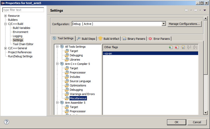 "Activating the code coverage analysis for an Arm compiler"