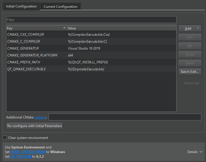 {CMake environment configuration}