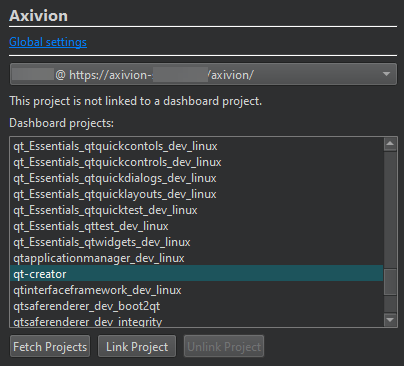 {Axivion settings in Project Settings}