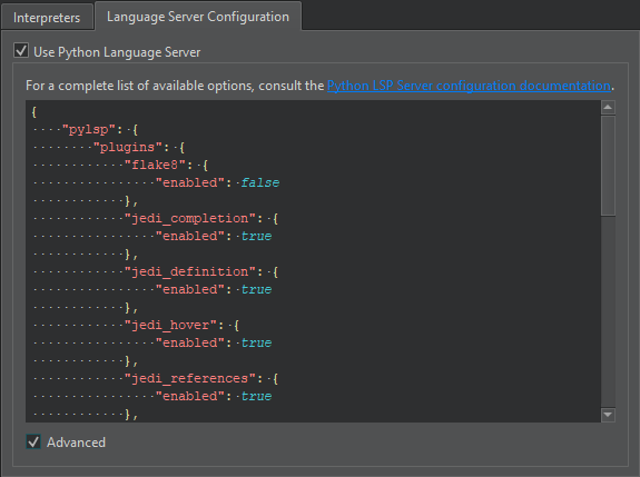 {Python language server plugin configuration}