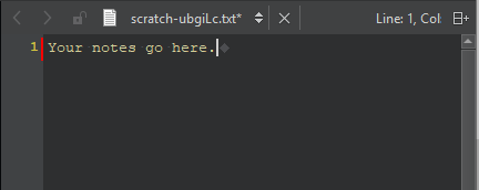 {Scratch file open in the text editor}