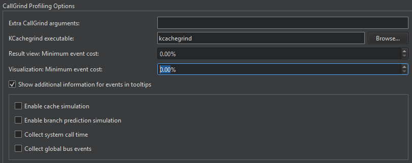 {Callgrind Profiling Options}