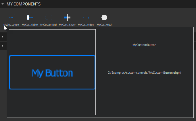 "Custom components in My Components"