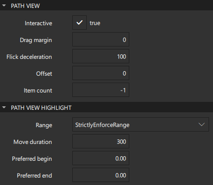 "Path View properties"