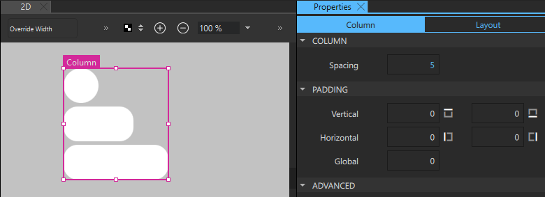 "Column properties"