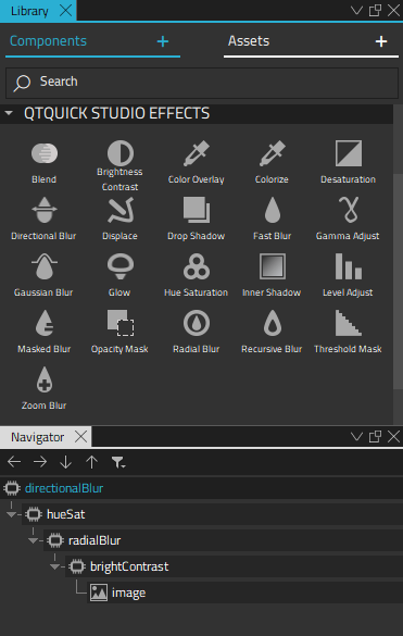 "Effects stack in the Navigator"