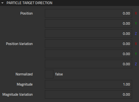 "Particle Target Direction properties"