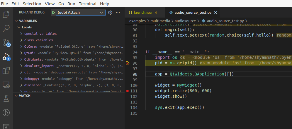 breakpoint before attach gdb