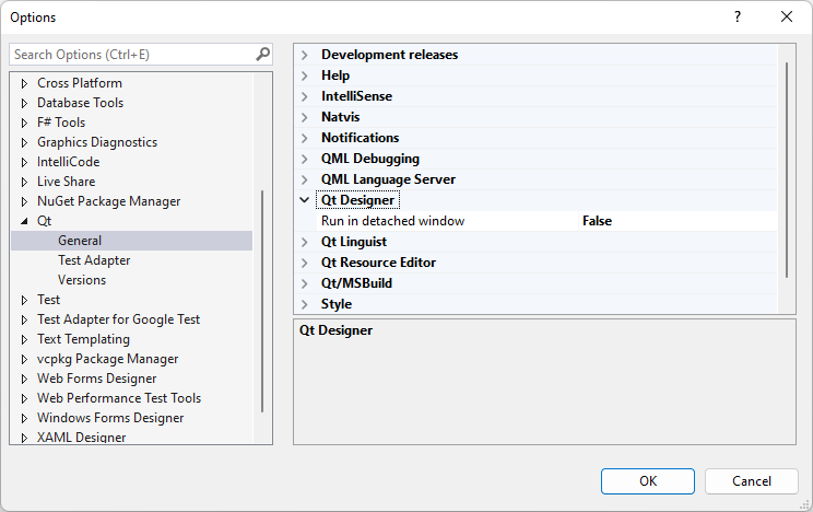 {Qt Designer in Qt General Options}
