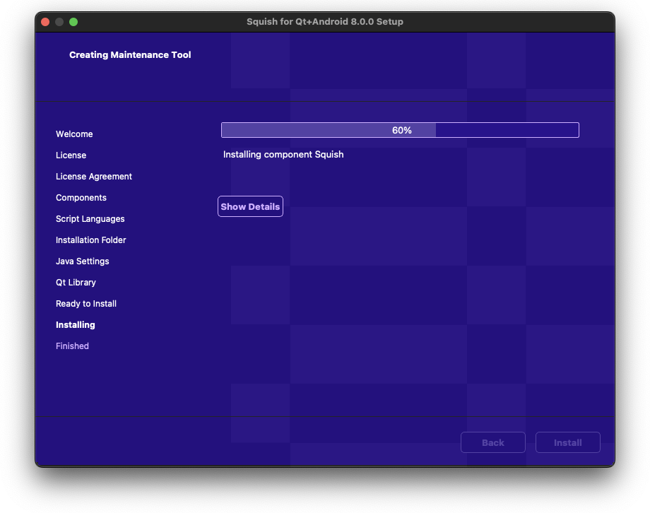 "Squish setup program installing a package"