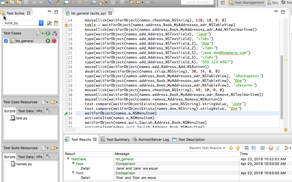 "The tst_general test case with a breakpoint"