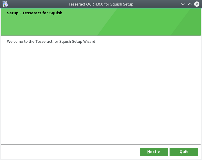 "Tesseract for Squish setup program"
