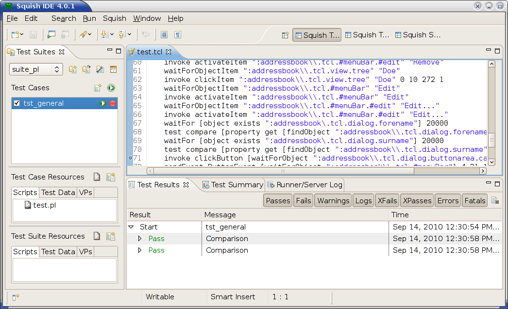 "The tst_general test case with a breakpoint"