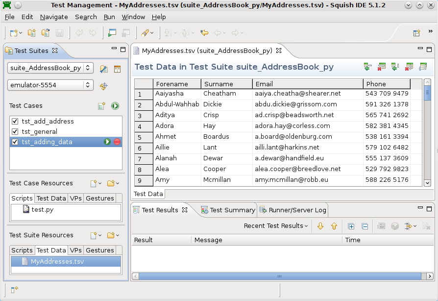 "Squish with some imported test data"