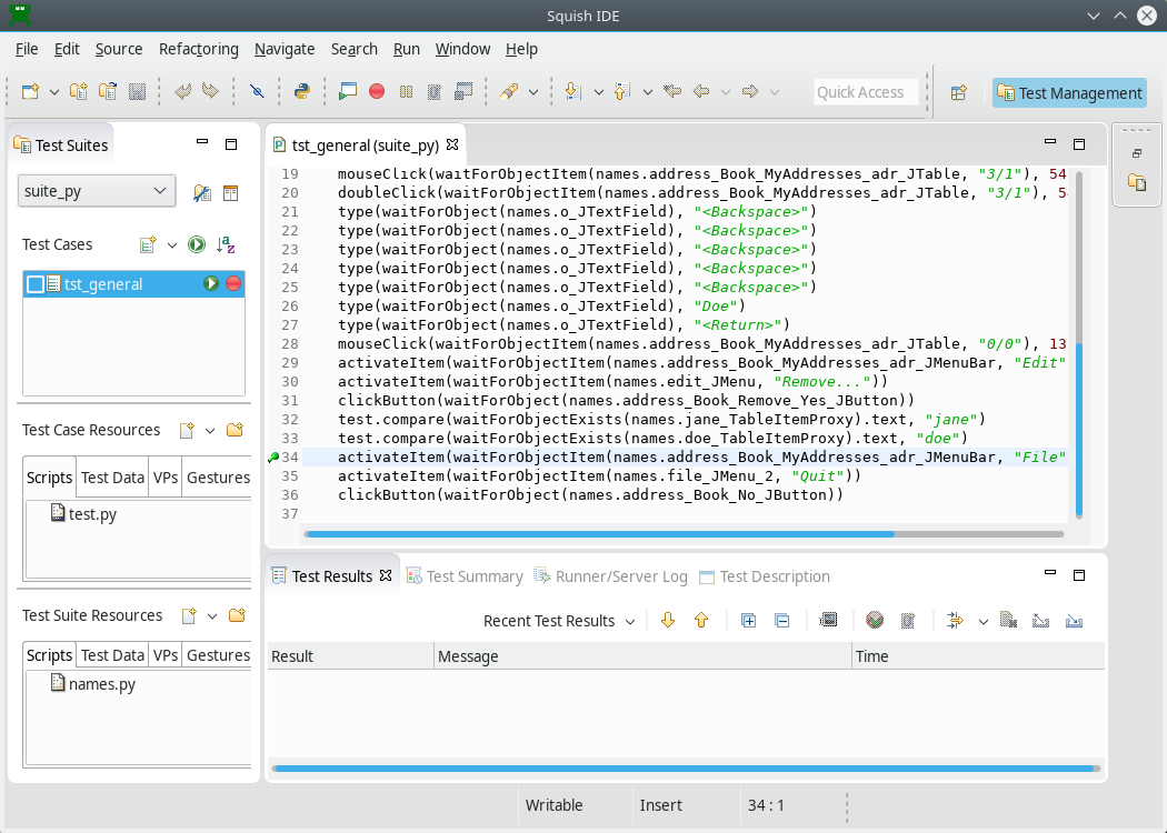 "The tst_general test case with a breakpoint"