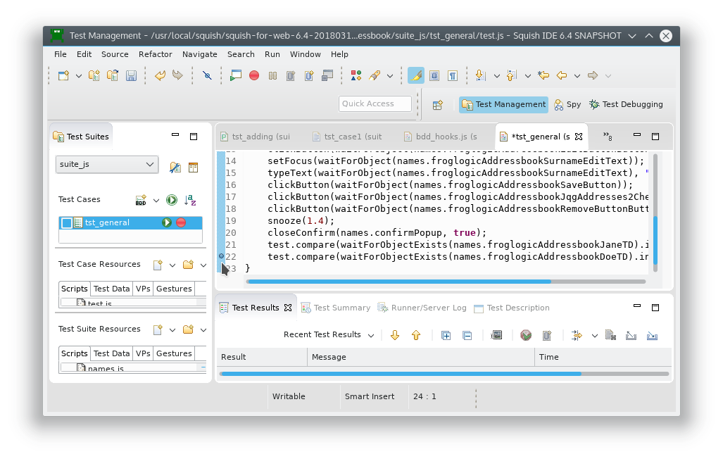 "The tst_general test case with a breakpoint"