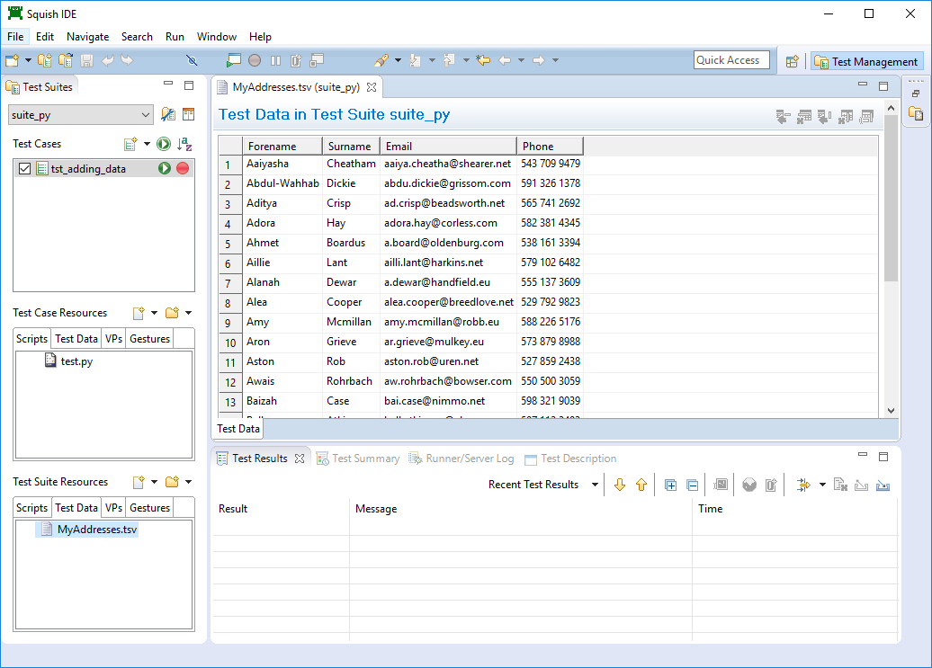 "Squish with some imported test data"